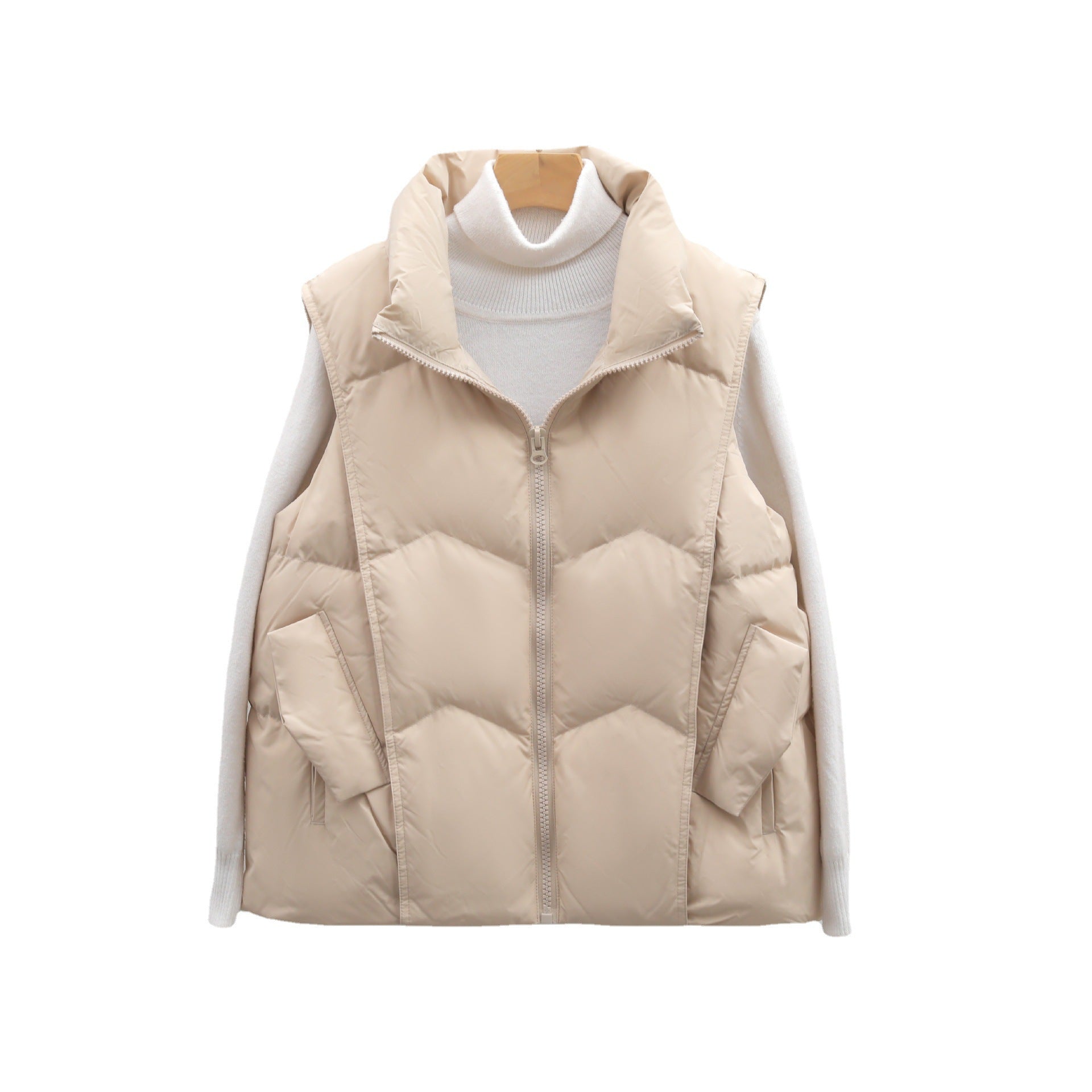 Women's Simple Short Down Vest Lightweight Layering Piece