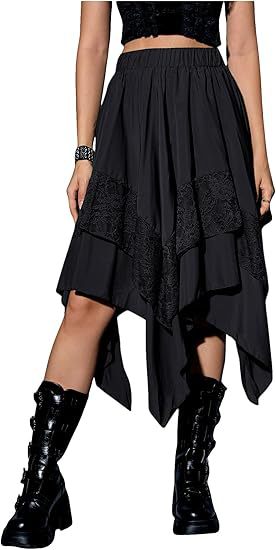 Renaissance Tiered Mid Length Pleated Skirt With Asymmetrical Hem