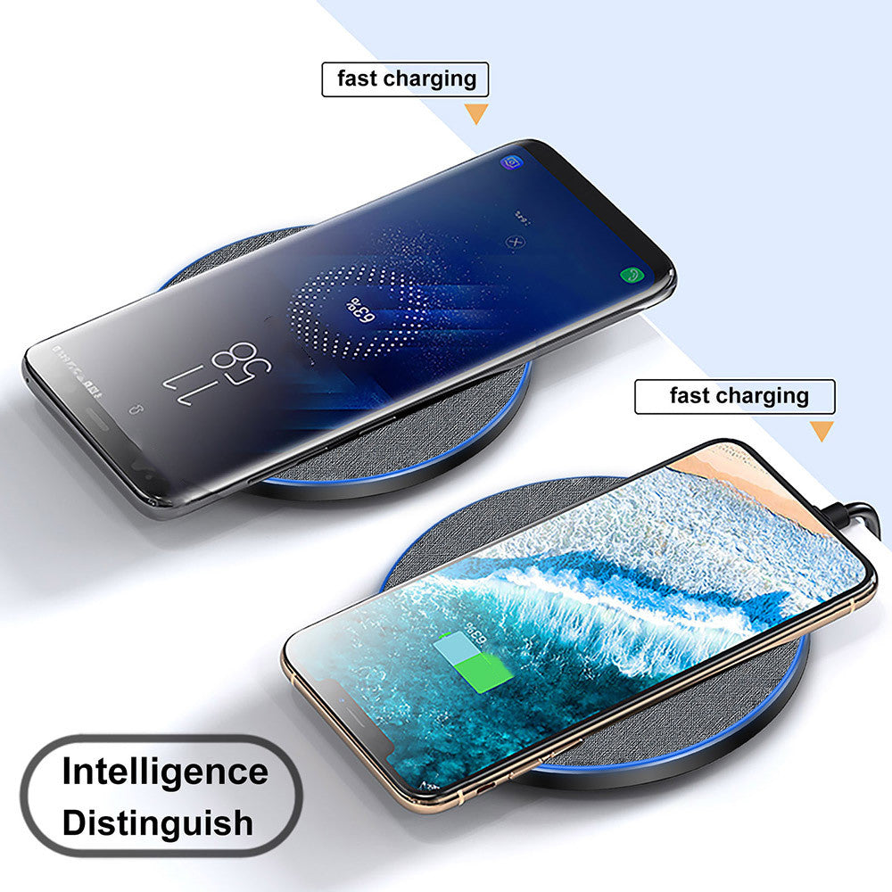 20W Fabric?Surface Wireless Charging Pad With Aluminum Alloy Frame