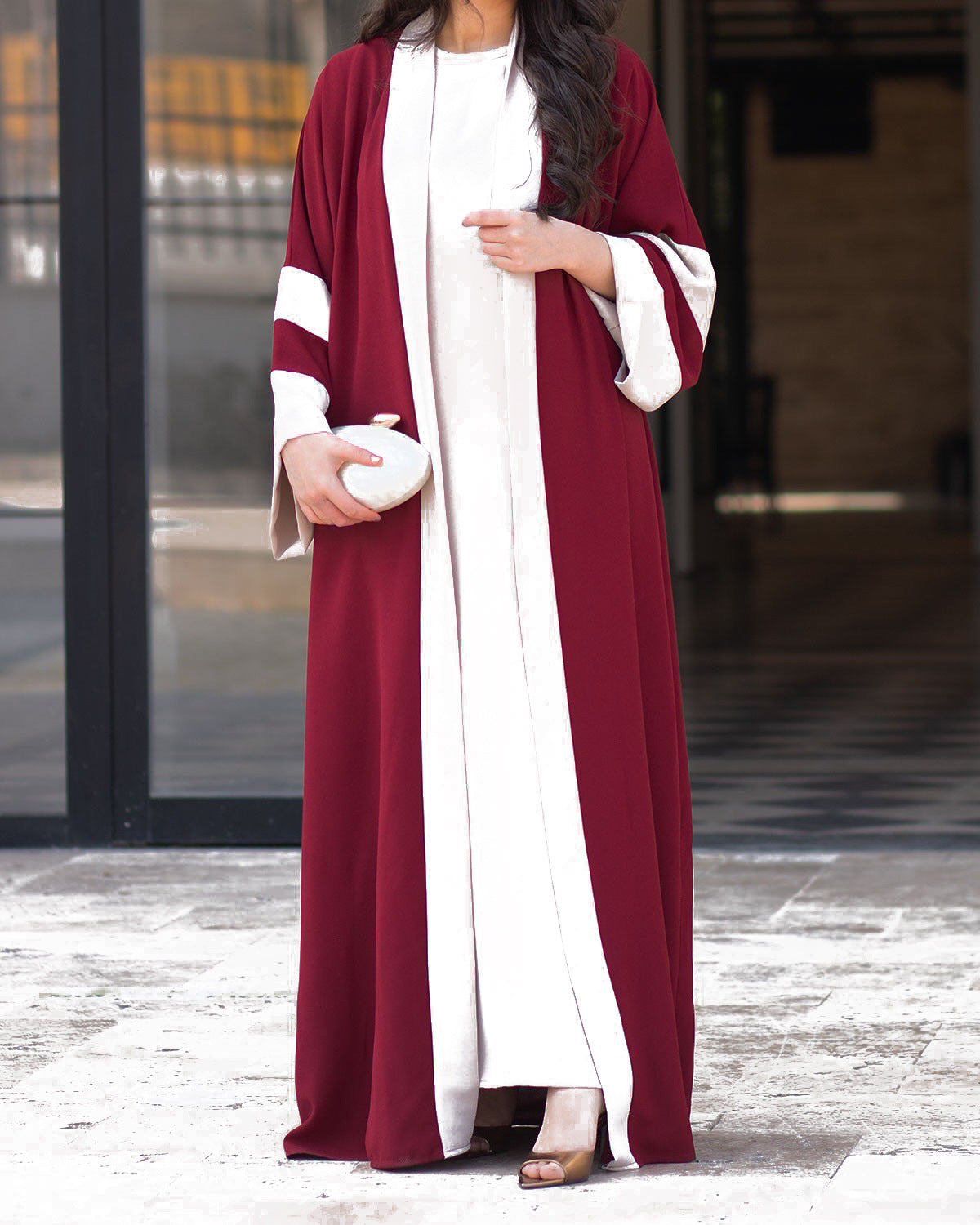Color-Block Long Dress Jacket With Elegant Patchwork Detail For Women