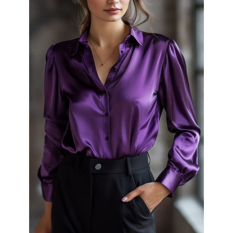 Women's Loose Fit Solid Color Everyday Casual Long Sleeve Shirt