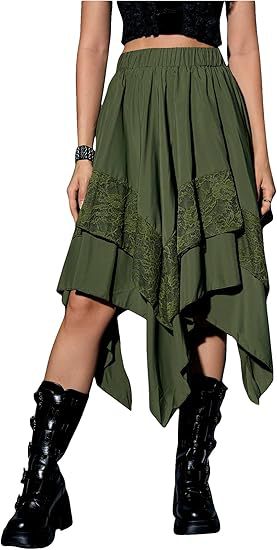 Renaissance Tiered Mid Length Pleated Skirt With Asymmetrical Hem
