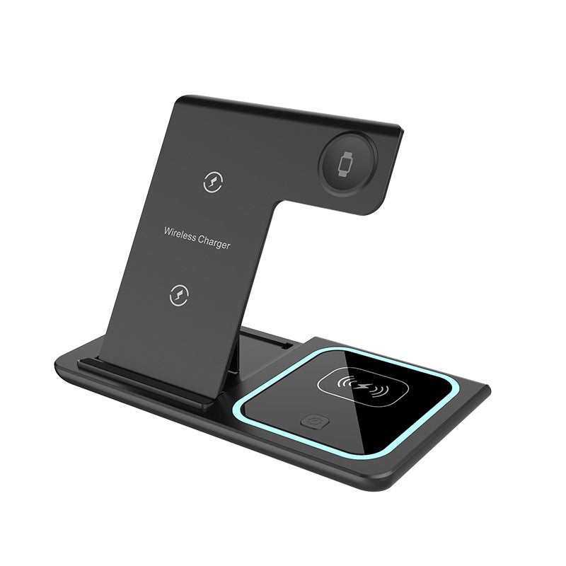 Foldable Three?in?One Wireless Charger With Ambient Lighting And Dual Coils