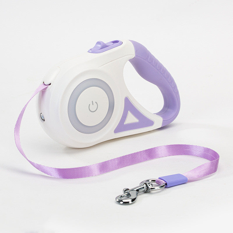 Retractable Dog Leash With Spotlight And Collar For Safety