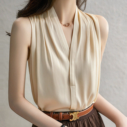 Women's Elegant Halter Neck Smooth Satin Camisole With Loose Fit