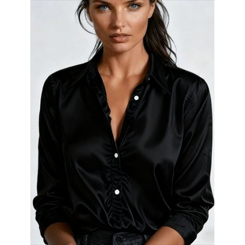 Women's Loose Fit Solid Color Everyday Casual Long Sleeve Shirt