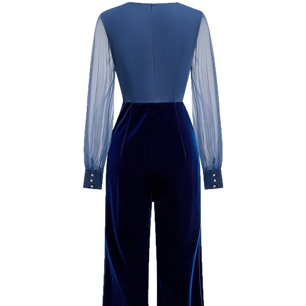 Elegant Velvet Long Sleeve Jumpsuit With Soft Luxurious Finish