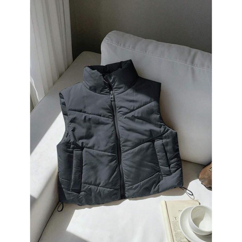 Double-Sided Corduroy Drawstring Jacket With Zipper And Buttons