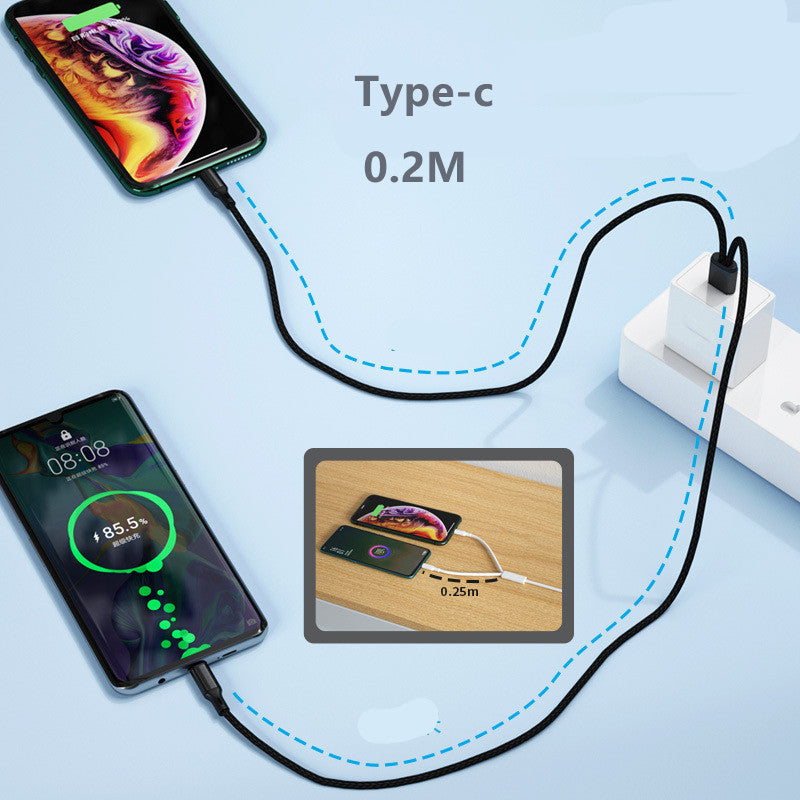 Two Device Fast Charging Braided Cable With Dual Android Connectors