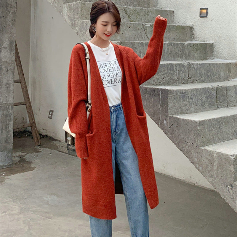 Long Loose Thick Knit Cardigan Coat For Women