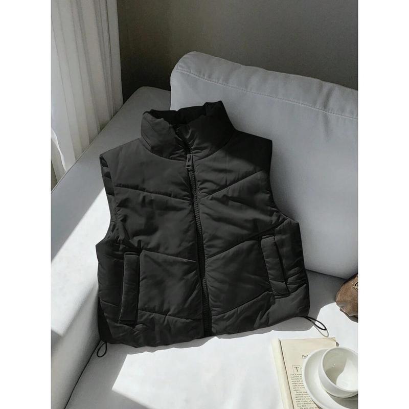 Double-Sided Corduroy Drawstring Jacket With Zipper And Buttons