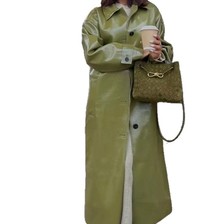 Retro Lapel Loose Jacket Long Urban Style Buttoned Coat