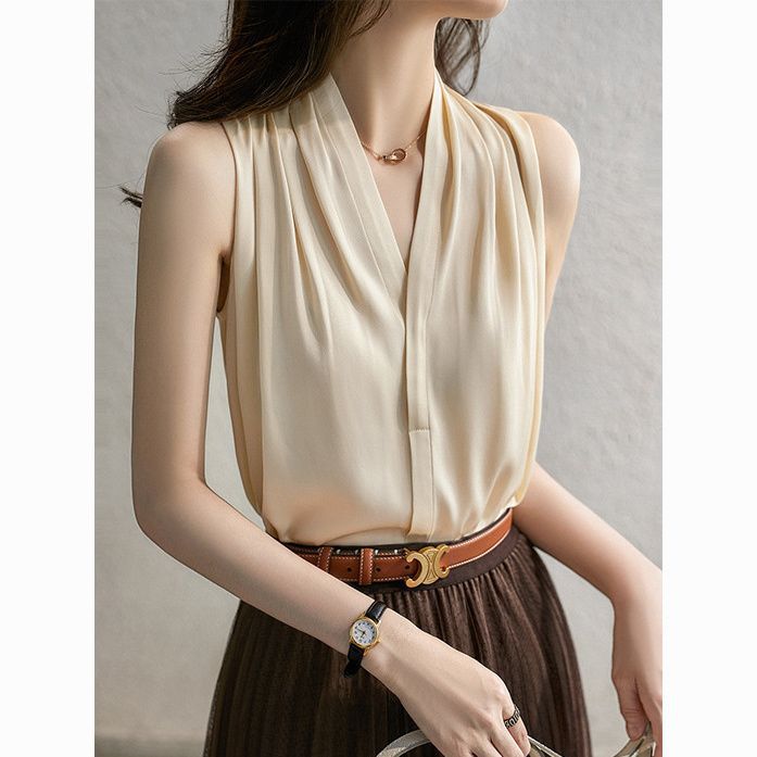 Women's Elegant Halter Neck Smooth Satin Camisole With Loose Fit