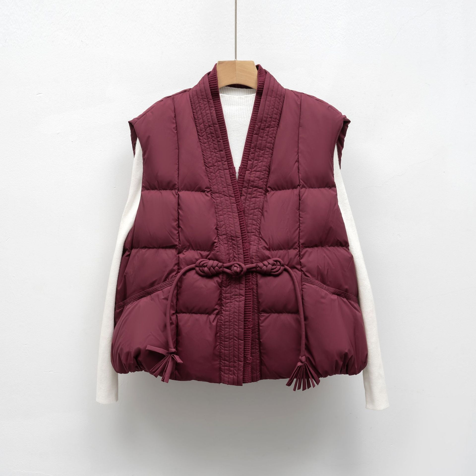 V-Neck Loose Fit Mid-Weight Solid Color Autumn Winter Vest