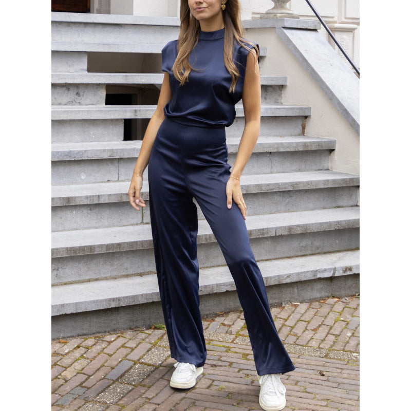 Backless Straight Leg Evening Jumpsuit With Elegant Minimalist Style