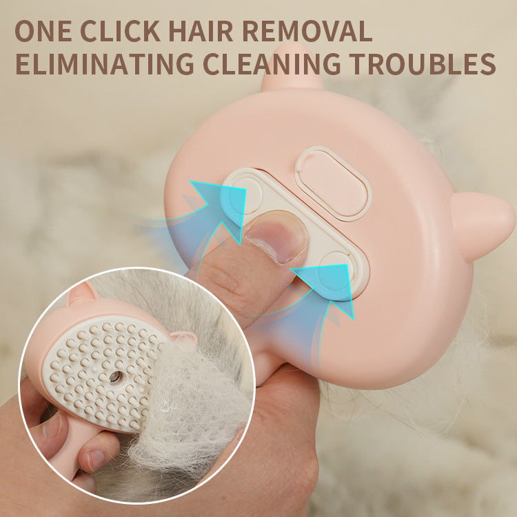 Rechargeable Mist Cat Grooming Brush With Self Cleaning Design