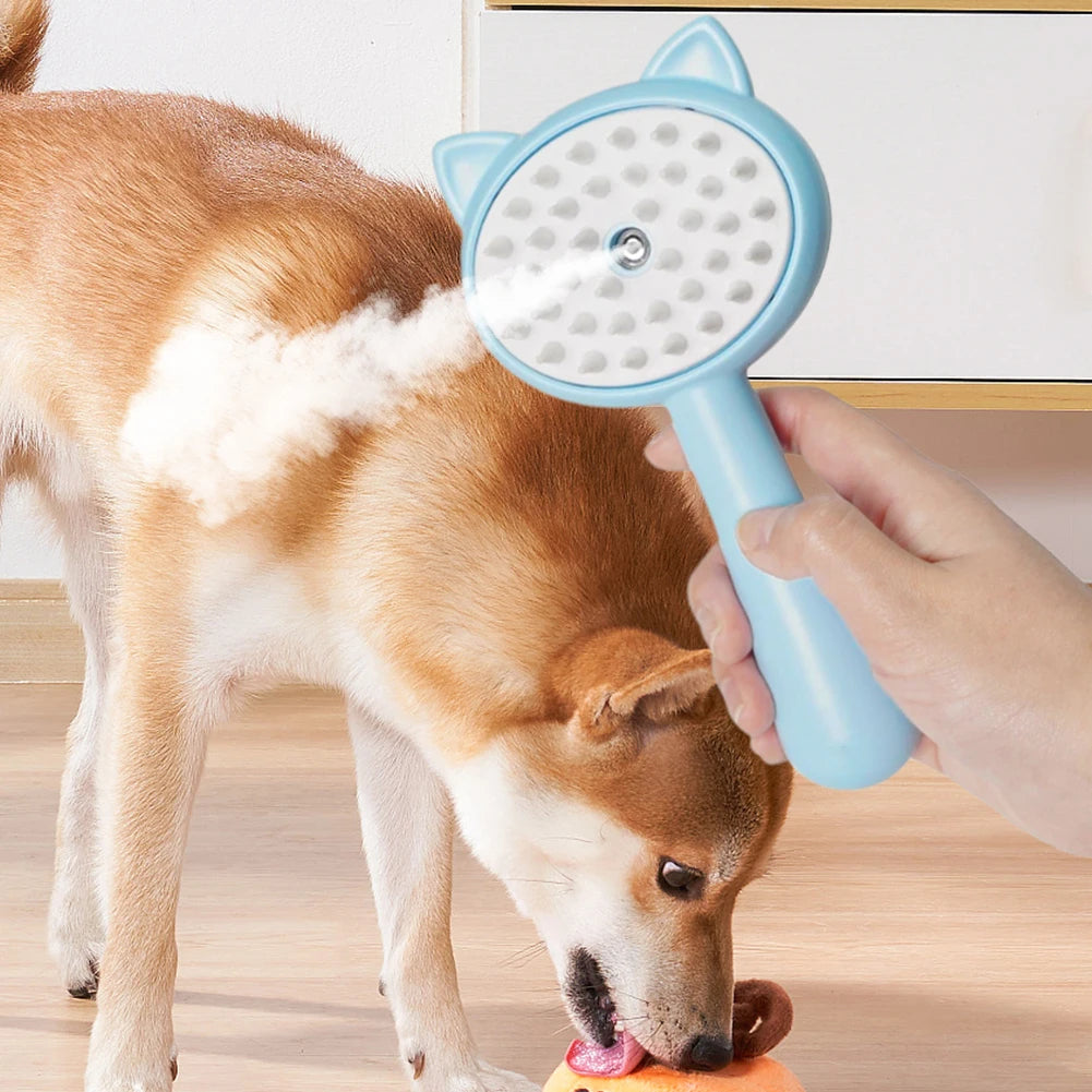 Rechargeable Mist Cat Grooming Brush With Self Cleaning Design