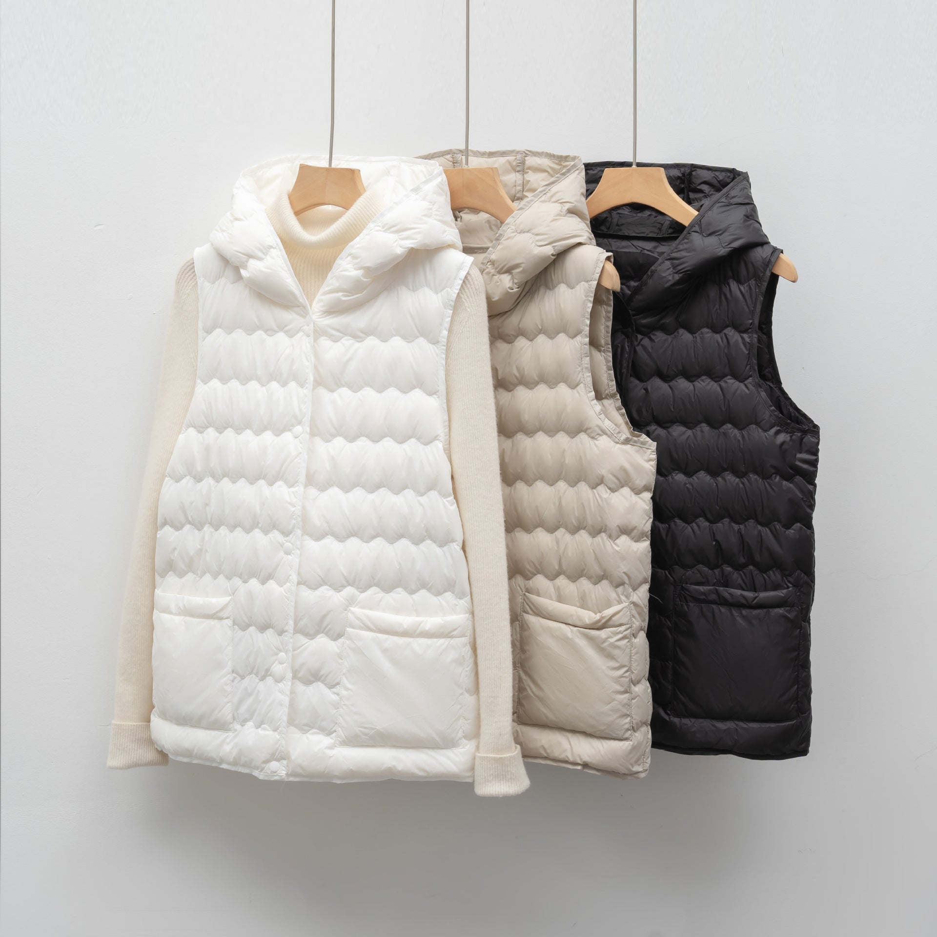 Hooded Slim Fit Lightweight Solid Color Autumn Winter Vest