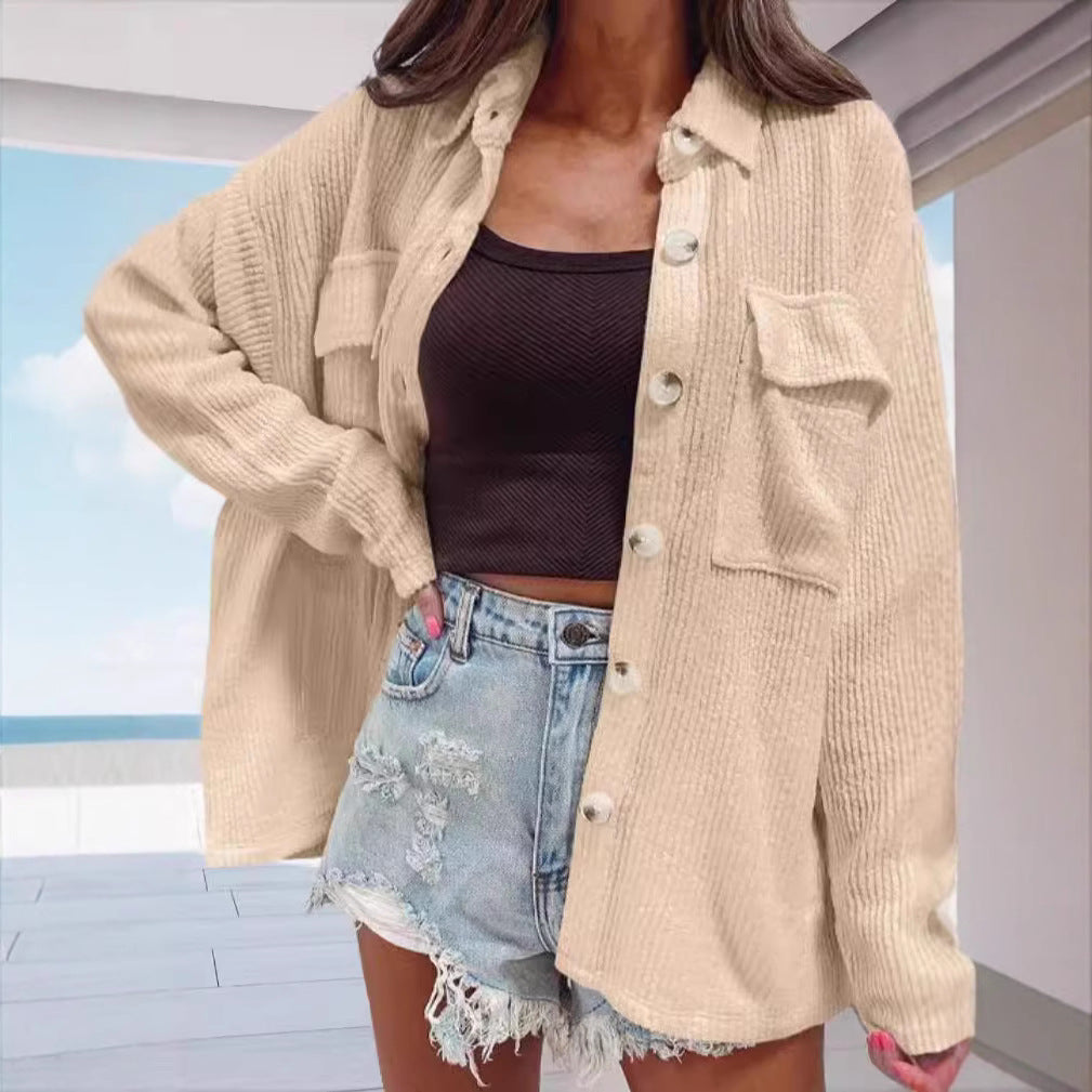 Classic Solid Color Long Sleeve Blouse Jacket For Women