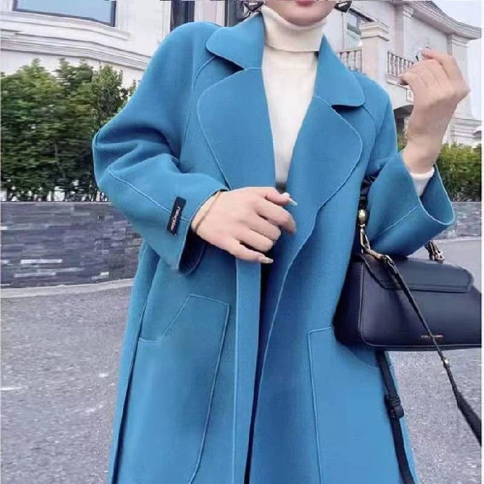 Stand-Collar Mid-Length Thick Fleece Coat For Women
