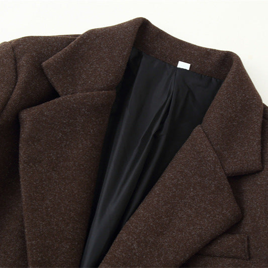 Casual Solid Color Woolen Coat Women's Loose Elegant Jacket
