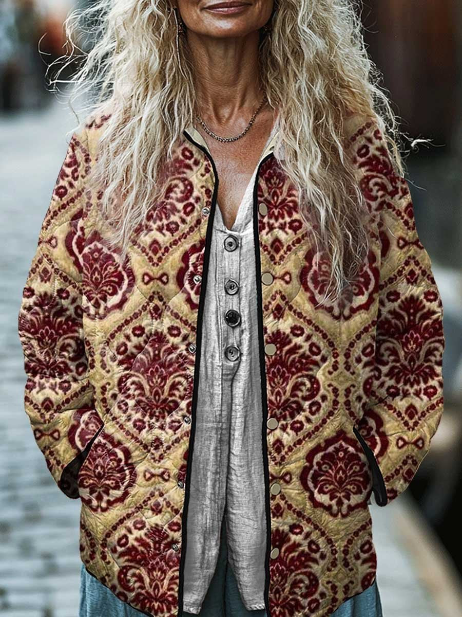 Women's Digital Floral Cotton Padded Jacket With Space Cotton Fill