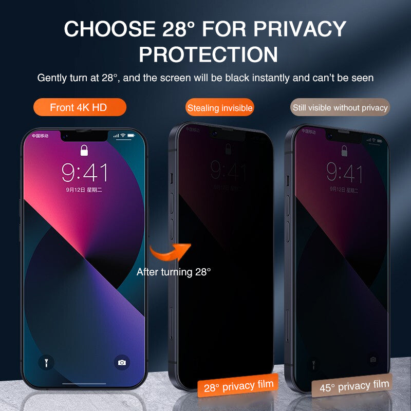 Full Screen Anti Spy Tempered Glass Protector For Smartphones