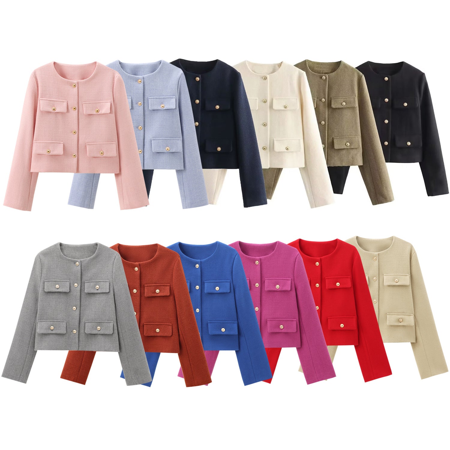 Multicolor Slim Fit Round Neck Casual Blazer For Women