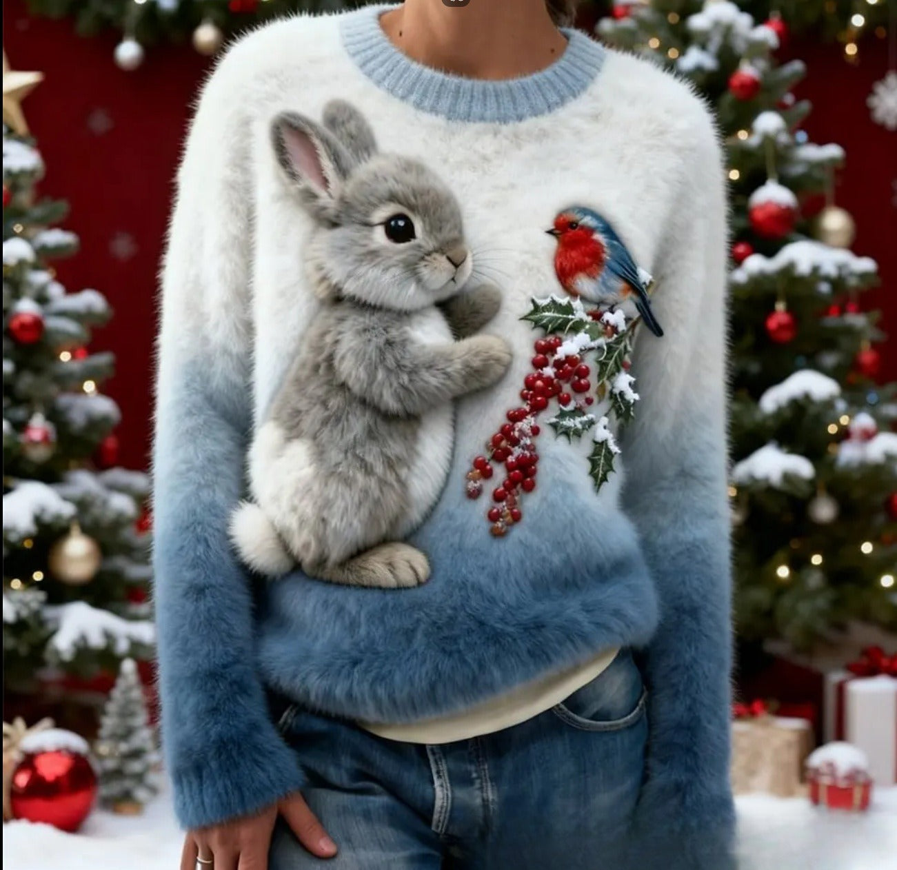 Christmas Pattern Flannel Hoodie With Loose Fit And Soft Warm Fabric