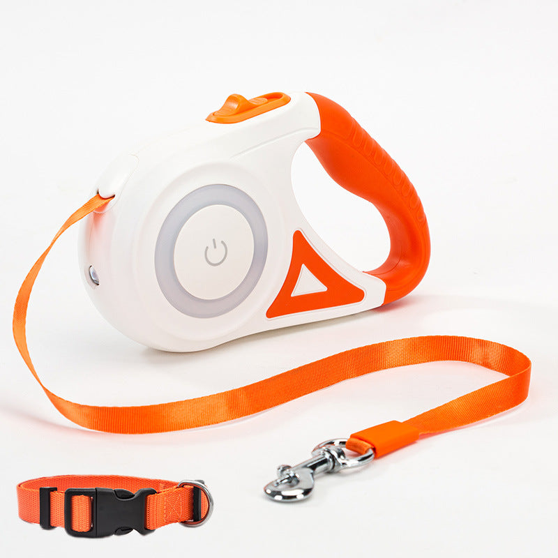 Retractable Dog Leash With Spotlight And Collar For Safety