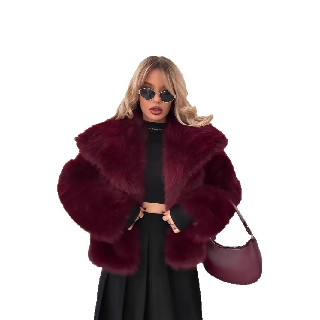 Versatile Solid-Color Long Sleeve Coat With Faux Fur Collar Options