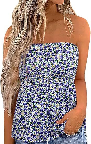 Off?Shoulder Floral Slim Fit Short Crop Tube Top