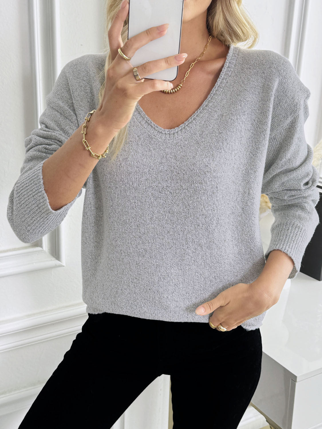 Multi-Color Patterned Pullover Knit Sweater For Women