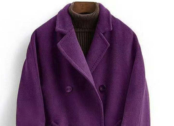 Double-Faced Wool Long Loose Coat Women's Casual Layering Coat