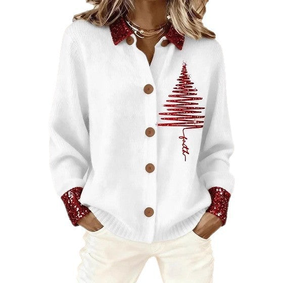 Women's Plus Size Colorblock Long Sleeve Casual Collared Cardigan Shirt