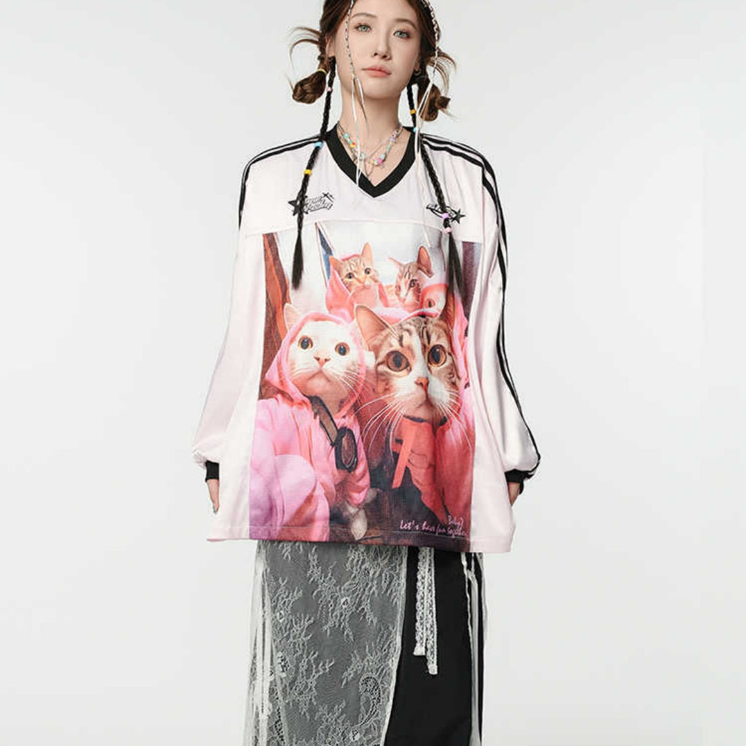 Casual Printed Loose Sweater Top For Women