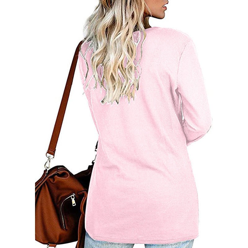 Bunched Long Sleeve Autumnal Solid Color Top - THEONE APPAREL