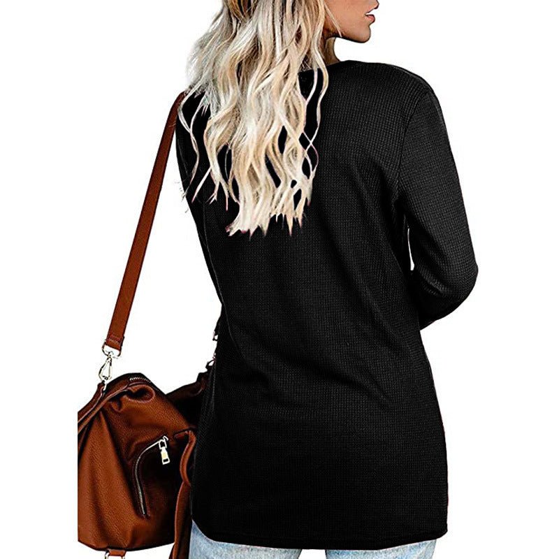 Bunched Long Sleeve Autumnal Solid Color Top - THEONE APPAREL