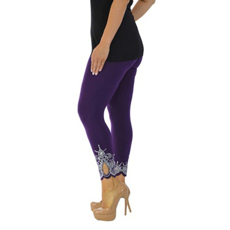Capri Length Leggings with Decorative Cuffs - THEONE APPAREL