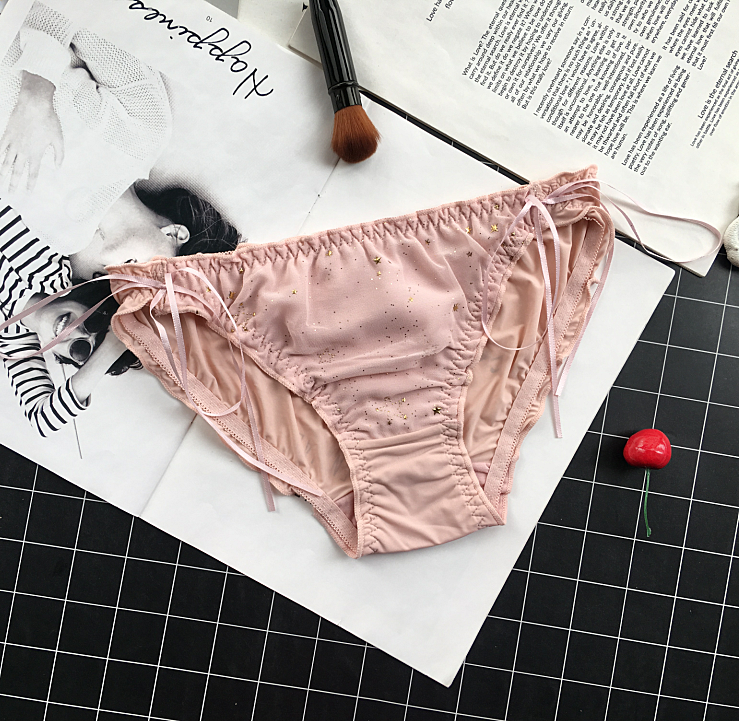 Classic Full Coverage Opaque Panties with Bow Hip Ties-Pink-Theone Apparel