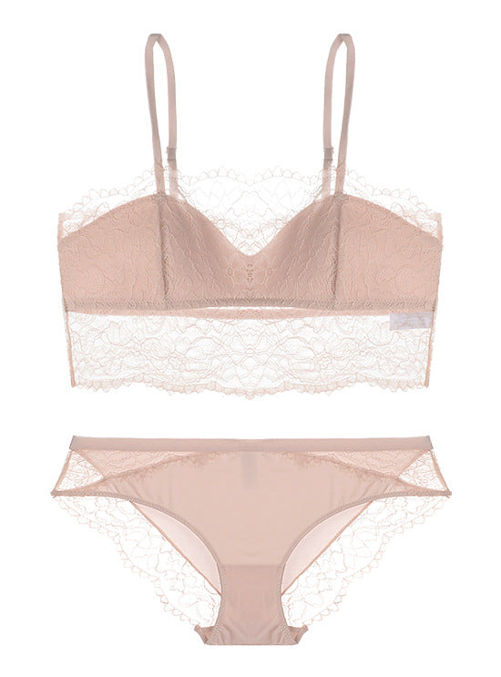 Fancy lace Bralette Top and Panty Set-Pink-Theone Apparel