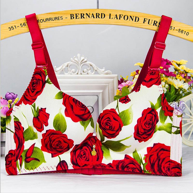 Floral Push Up Bra And Underwear-Red-Theone Apparel