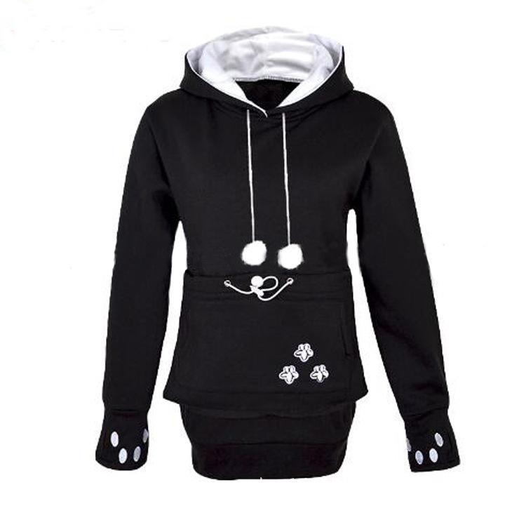 Fuzz Ball Kangaroo Pocket Sweater-Black-Theone Apparel