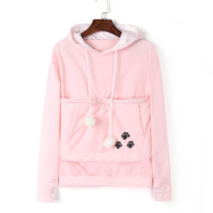 Fuzz Ball Kangaroo Pocket Sweater-Pink-Theone Apparel