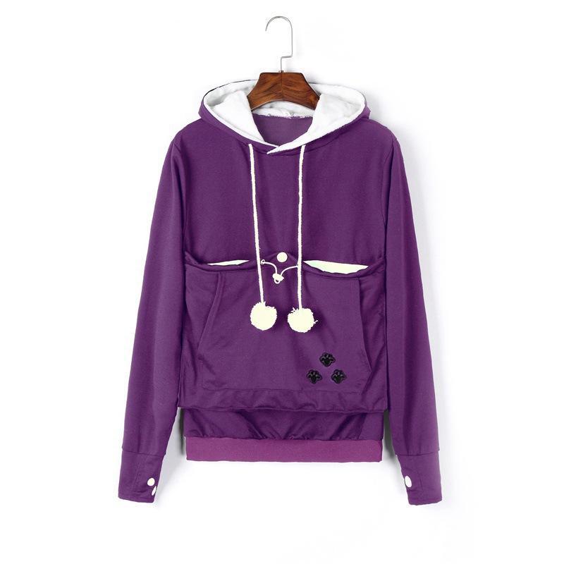 Fuzz Ball Kangaroo Pocket Sweater-Purple-Theone Apparel