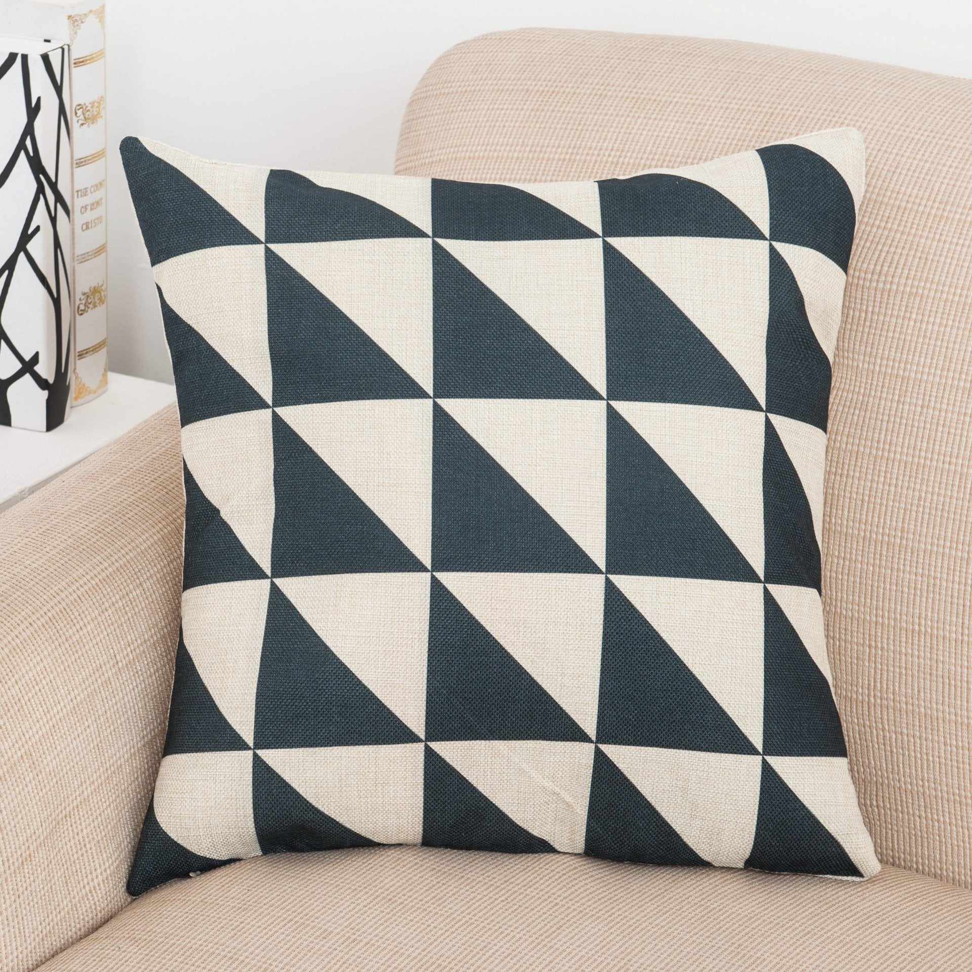 Geo Splice Triangle Print Pillow Covers-Theone Apparel