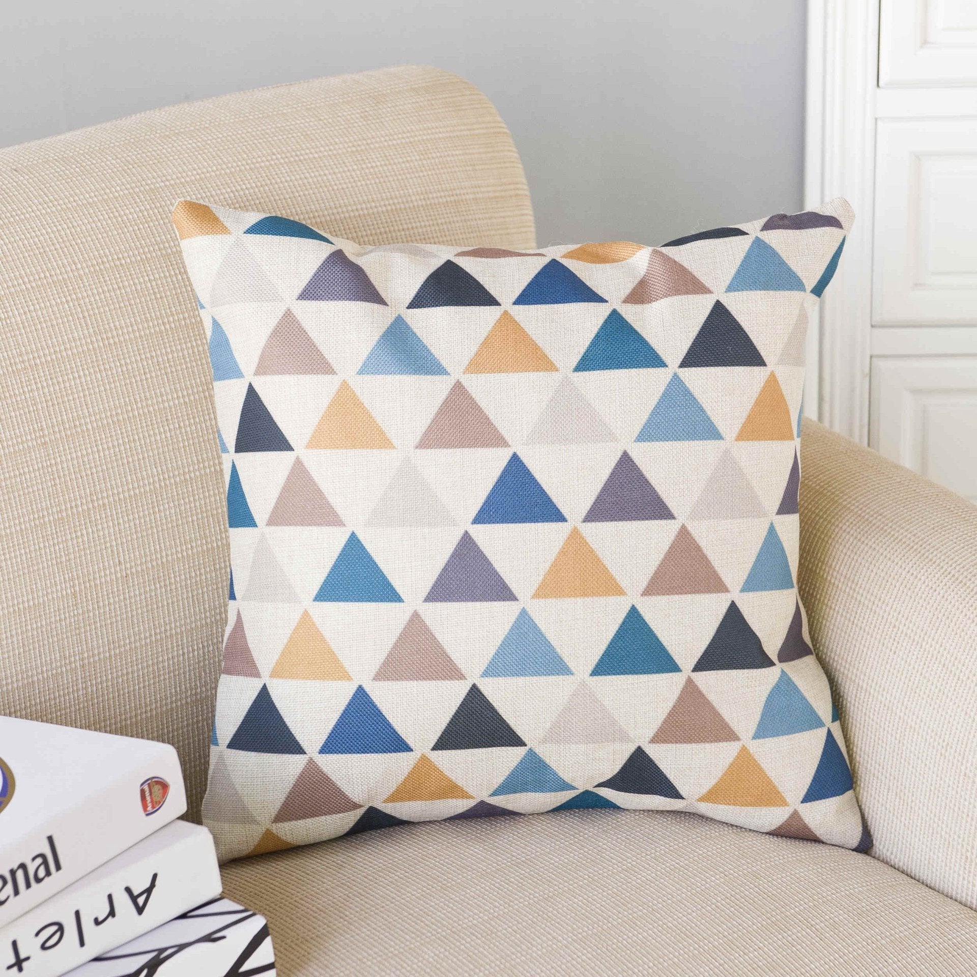 Geo Splice Triangle Print Pillow Covers-Theone Apparel