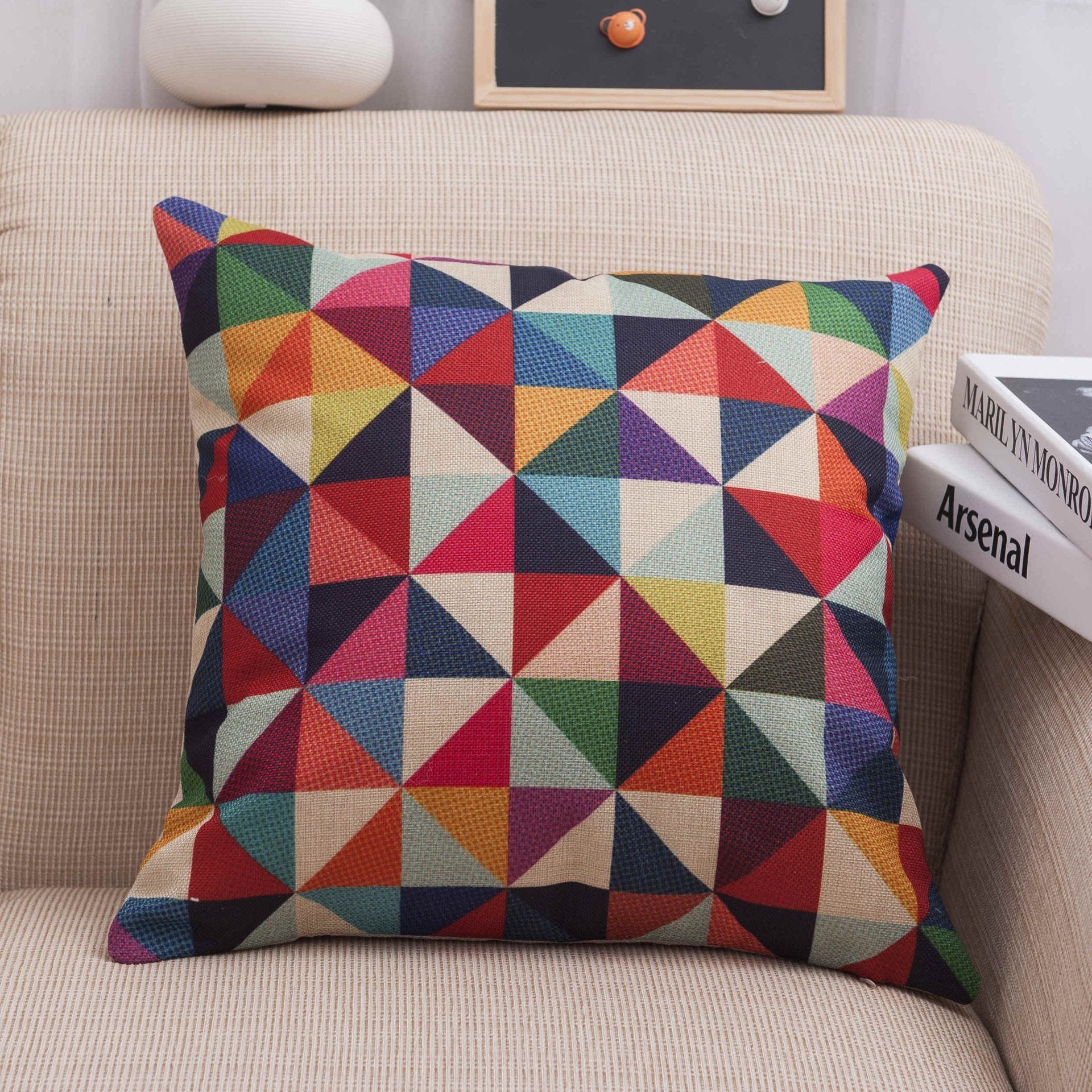 Geo Splice Triangle Print Pillow Covers-Theone Apparel
