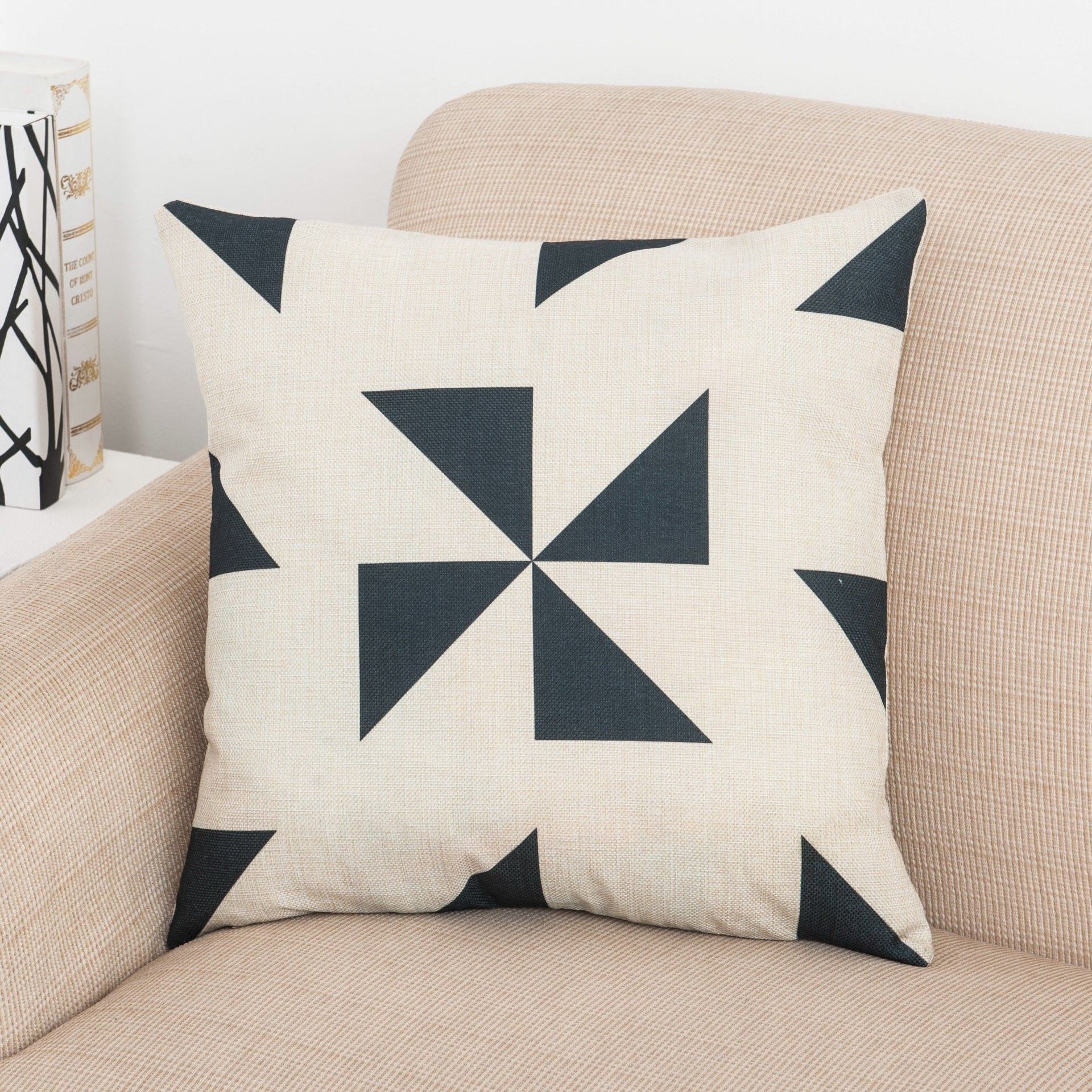 Geo Splice Triangle Print Pillow Covers-Theone Apparel