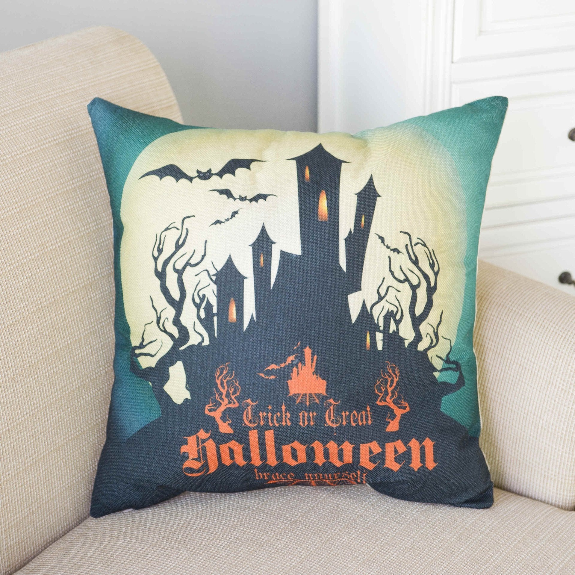 Haunted Halloween Print Pillow Covers-Theone Apparel